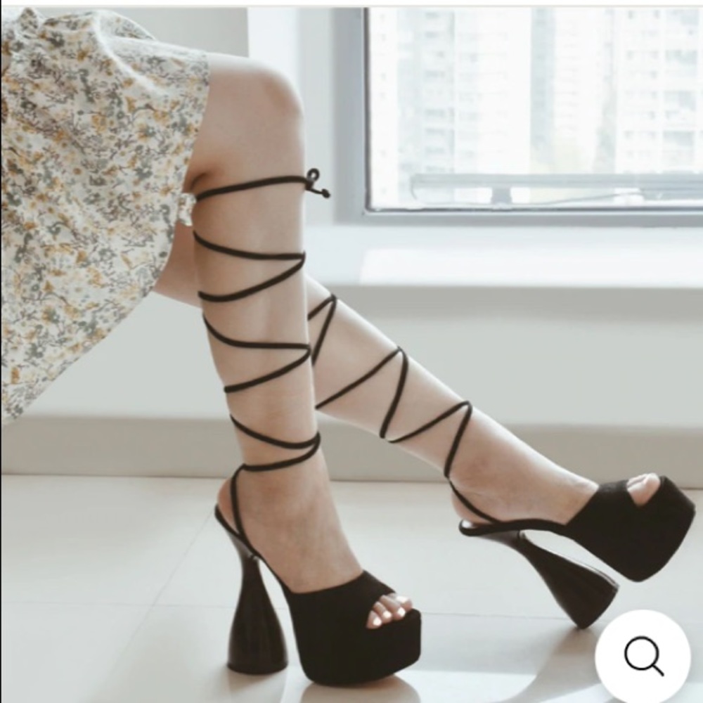 Onlymaker Gladiator Strappy Roman Sandals Platform Block High Heels Size  10